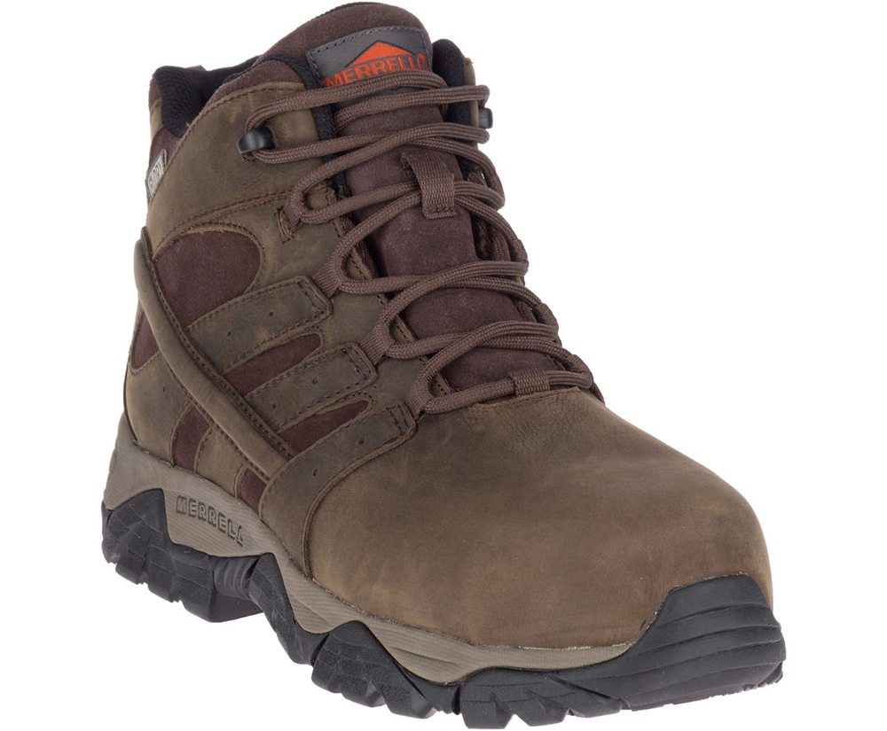 Merrell Boots Brown - Moab Vertex Mid Leather Waterproof Comp Toe Wide Width - Mens 83YIAGXNL